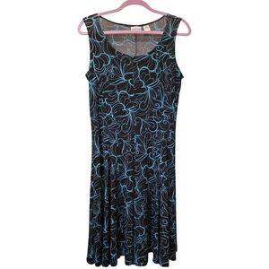 Chico's Black and Blue Design Midi Dress